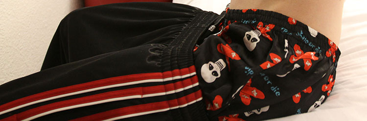 Shiny adidas and silk boxers + bonus together pics